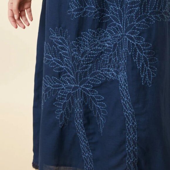 Spartina 449 Navy Shirtdress with elegant embroidery XXL Orig. price $298 - Picture 3 of 6